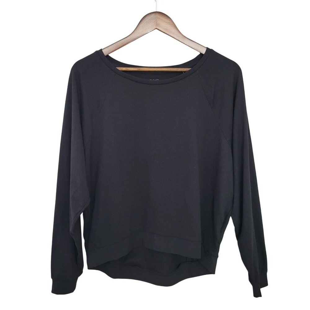 GapFit Brushed Jersey Hi-Low Sweatshirt Womens Size XS Black Casual NWT